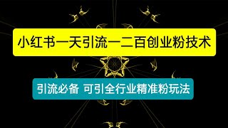 【引流必备】小红书一天引流一二百创业粉技术，可引全行业精准粉玩法