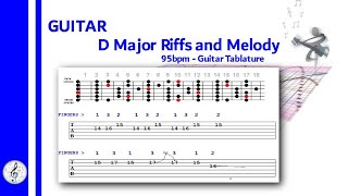 (A012) D Major Riffs and Melody - 95 bpm - Guitar Tablature