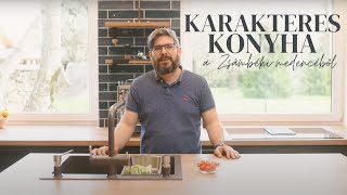 Karakteres, kék és világos-tölgy konyha