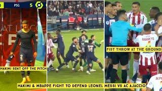 Hakimi Fight vs Ajaccio Mangani | Messi Stands away from the Fight