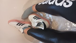 After Gym bath in Ankle Socks, Adidas Sambarose and Leggings