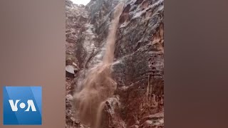 Heavy Rainfall Causes Waterfalls in Ancient City of Petra | VOA News