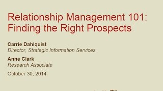 Relationship Management 101: Finding the Right Prospects