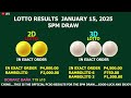 lotto result today 5 00 pm draw january 15 2025 wednesday pcso live result