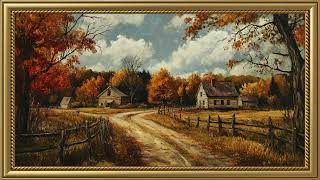 Vintage New England Farm Painting | Gold Frame TV Art Screensaver for TV Wallpaper