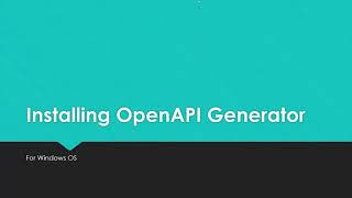 Installing OpenAPI Generator for Windows