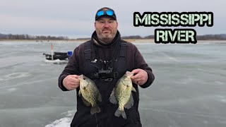 Fish were STACKED in This Hole!!! (Mississippi River Ice Fishing)