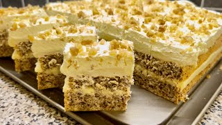 Cake with walnut , vanilla and whipped cream | the best cake ever for Christmas tasty and easy cake