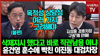 민주당 윤건영 훈수에 빡친 이진동 대검차장 “삭제지시 했다고 바로 직권남용 성립 아냐”