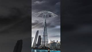 Burj Umbrella shields Dubai from the rain ☔️ #burjkhalifa #dubai #rain #3d #10million #shorts