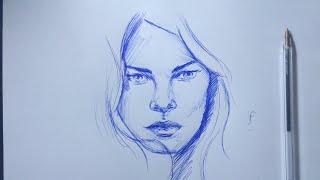 Easy face drawing - pen
