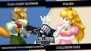 Collision 2023 - CLG | Cody Schwab (Fox) VS Polish (Peach) - Melee Singles Top 64 - Winners Quarters