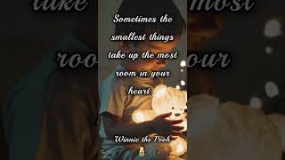 Sometimes the smallest things take up the most room in your heart. – Winnie the Pooh