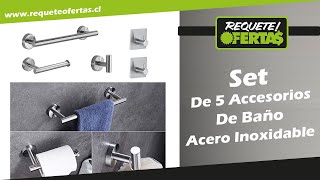 Set De 5 Accesorios De Baño Acero Inoxidable