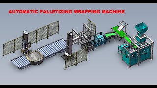 20kg 25kg 50KG Automatic Column Palletizer Wrapping Machine With Pallet Dispenser