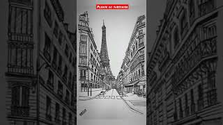how to draw Paris City Eiffel tower drawing 🤯 / drawing from Rs 2 pen 🖊️ #shorts  #drawing