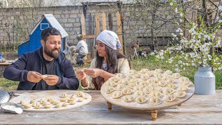 The Beginning of Summer in the Village, Cooking village-style Russian Dumplings - Pelmeni!