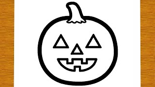 HOW TO DRAW A PUMPKIN FOR HALLOWEEN | Easy drawings