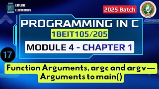Module 4 C1 Function Arguments, argc and argv—Arguments to main() | Programming in C