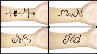 "M" letter mehndi design | "M" alphabet mehndi tattoos | Easy and attractive henna mehndi tattoos |