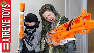 Nerf Battle Black Ops Edition! Cole Attacks Ethan with a Nerf Modulus Blaster!