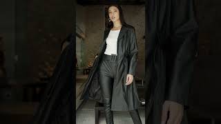 Trench Coat Botão Preto Feminino - Elite Couro Store / Roupas de Couro Legítimo