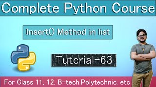 Insert() List Method In Python(Hindi) || Tutorial 63