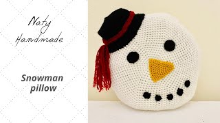 Πλεκτό μαξιλάρι χιονάνθρωπος||Crocheted snowman pillow||English subs