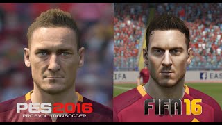 PES 2016 vs FIFA 16 AS Roma Faces Comparison