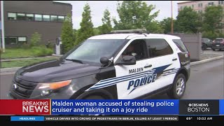 Woman arrested after chase in stolen Malden Police cruiser