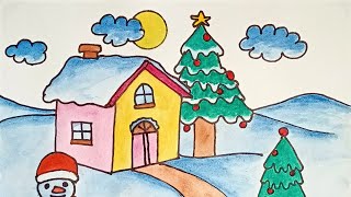 Christmas Drawing /  Winter Drawing Easy Step By Step / Christmas Drawing #christmas #easydrawing