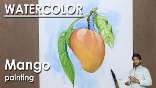 Easy Steps to Realistic Mango Painting in Watercolor | step by step