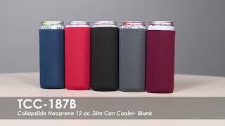 Collapsible Neoprene 12 oz. Slim Can Cooler-Blank