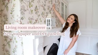 Charming Cottage Living Room Transformation: Floral Wallpaper, DIY Wall Panelling, and Paint EP3