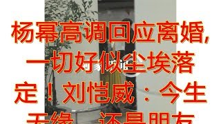 杨幂高调回应离婚,一切好似尘埃落定！刘恺威：今生无缘，还是朋友