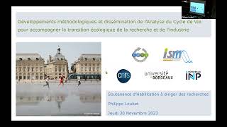 Soutenance HDR de Philippe Loubet | 30/11/2023