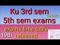 Ku degree 3rd sem 5th sem exams 2022/ KAKATIYA UNIVERSITY degree sem exams 2022 Time Table Released/