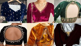 Trendy Velvet Blouse Designs | New Velvet Blouse Neck Pattern | Velvet Fabric Blouse Back Designs