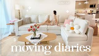 settling in & decorating the new apartment🏡⋆˚࿔ new couch, home organization &cooking, moving diaries