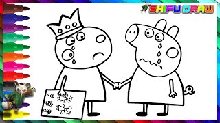 Draw and Color Peppa Pig And Suzy The Sheep Saying Goodbye 🐷😭🐑    Drawings For Kids