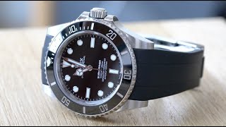 2021 Rolex Submariner 124060 on Rubber B Strap - Up Close