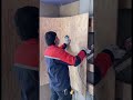 woodworking installation of living room background wall wood carpenter