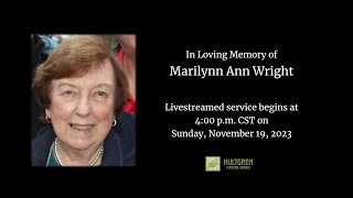 Funeral Service for Marilynn Ann Wright