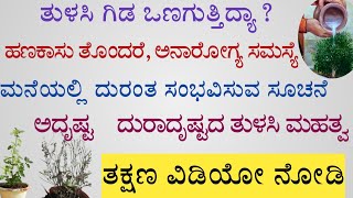 ನಿಮ್ಮ ಮನೆಯಲ್ಲಿ ತುಳಸಿ ಗಿಡ ಒಣಗುತ್ತಿದ್ಯಾ? ಹಾಗಿದ್ದರೆ ಗಂಡಾಂತರದ ಸೂಚನೆ ಇರಬಹುದು ವಿಡಿಯೋ ನೋಡಿ.#tulasiplant