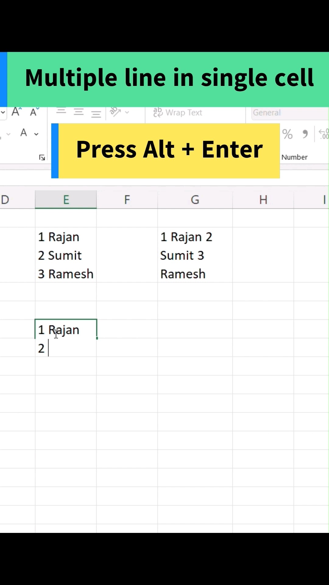 Несколько строк в одной ячейке в MS Excel Как написать несколько строк в одной ячейке #shorts