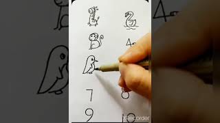 how to draw animals using 0 -10 numbers  easy method use pencil 😍😍 | beginner guide