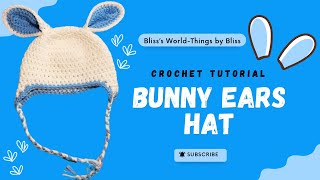 Crochet Bunny Ears Hat With Ear Flaps Tutorial - Toddler to Adult Sizes (Small to XLarge)