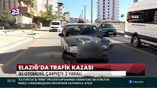 ELAZIĞ’DA MEYDANA GELEN TRAFİK KAZASINDAİKİ OTOMOBİL ÇARPIŞTI, KAZADA 2 KİŞİ YARALANDI