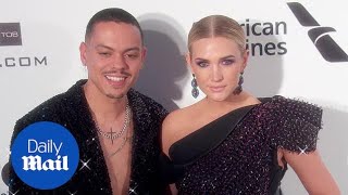 Evan Ross skips undershirt for Elton John Oscars viewing party