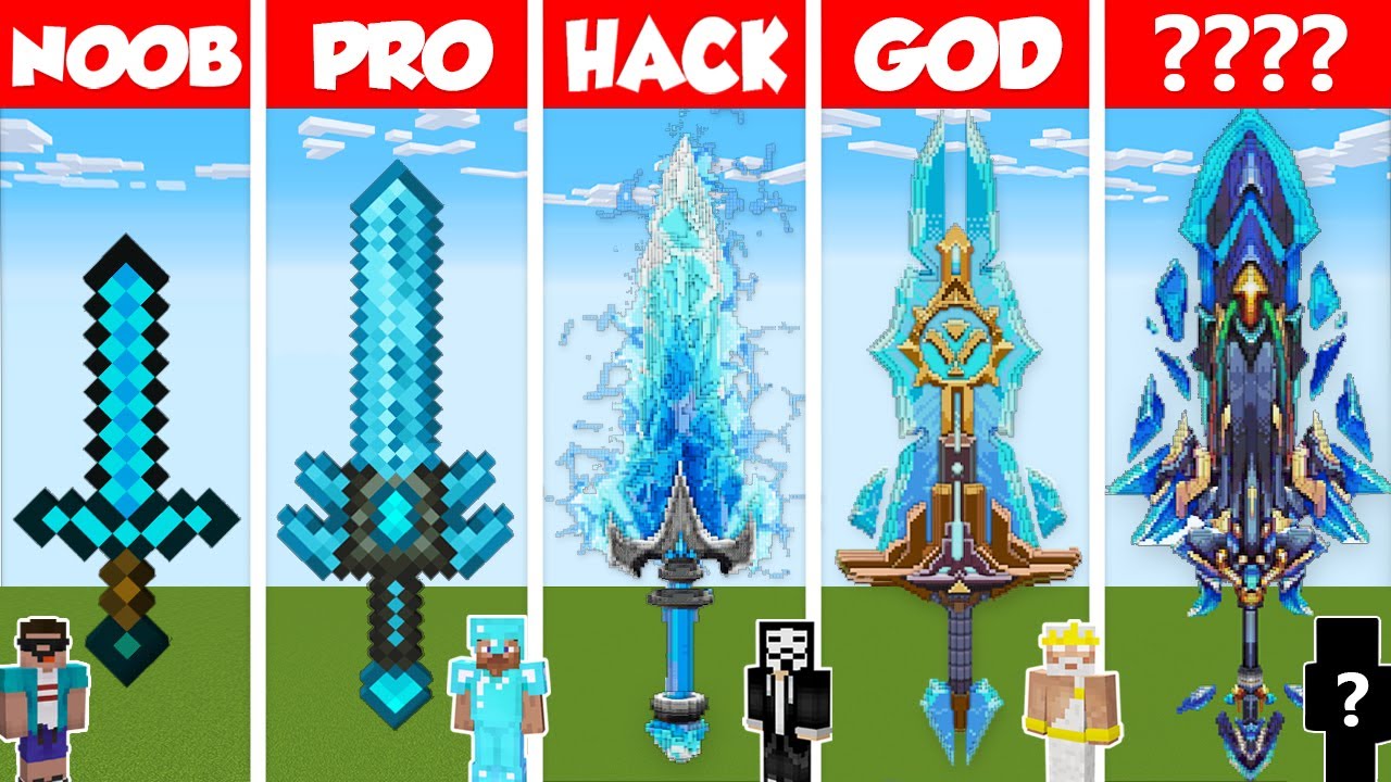 Minecraft Diamond Sword House Build Challenge Noob Vs Pro Vs Hacker